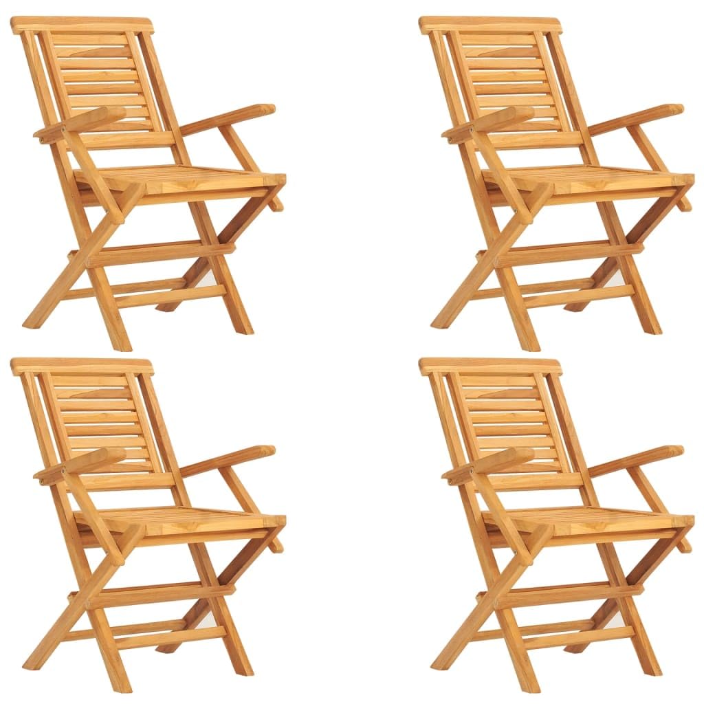 5-częściowy zestaw ogrodowy z litego drewna tekowego ze składanymi krzesłami, na taras, balkon i do ogrodu, odporny na warunki atmosferyczne zestaw do jadalni ze stołem, zestaw do siedzenia