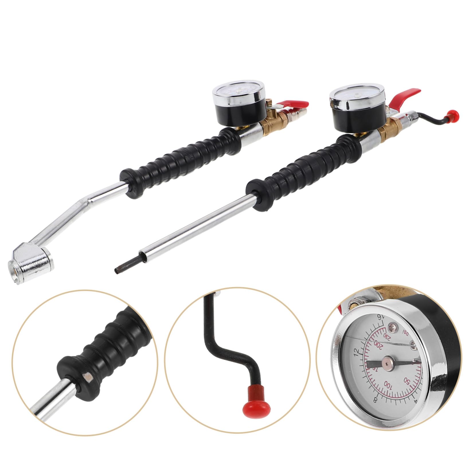 2 pezzi Manometro per Pressione Pneumatici Auto con Manovella Resistente per Gonfiaggio Rapido e Portatile Compatibile con Compressori Aria e Veicoli Multipli