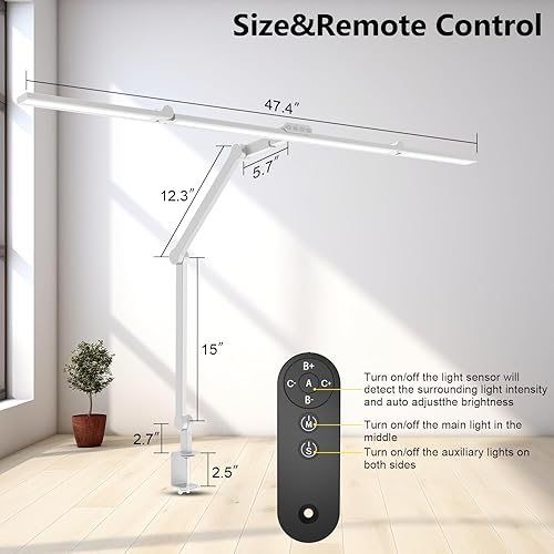 Miniatura 5 de Lámpara de escritorio de arquitecto ultra brillante de 36 W con abrazadera, luz de escritorio LED giratoria alta para oficina en casa, barra de luz