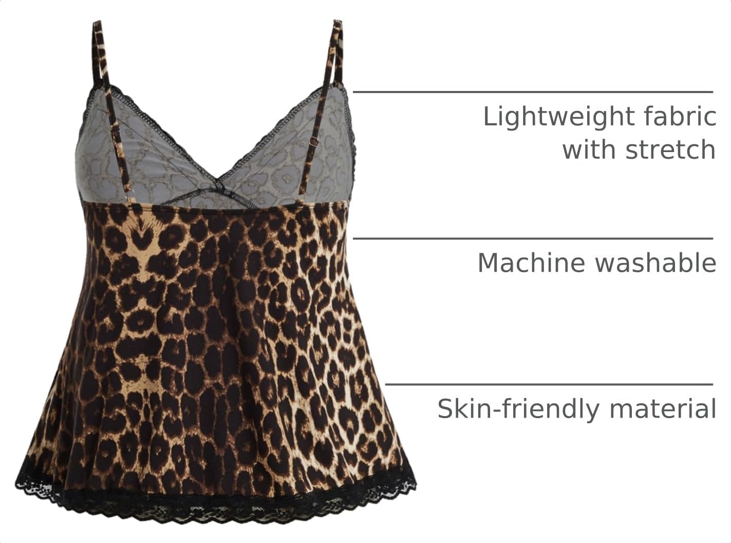SOLY HUX Womens Y2K Lace Cami Striped Cute Babydoll Tops Brown Leopard image 4