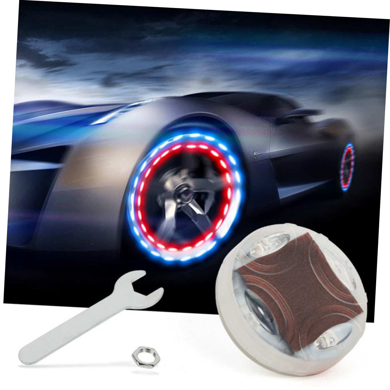 HOLIDYOYO 4pcs Car Solar Wheel Lights Led Tire Lights Waterproof Lamp Easy Install 15 Flash Modes