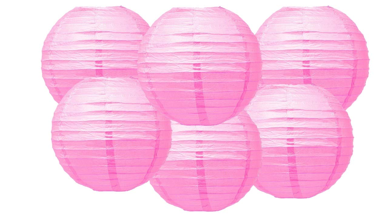 Paper Lanterns Mix Color Packs of 6 Round Paper Lanterns Lampshade (All Ivory/Cream, 12" (30 Cm)) — view 33