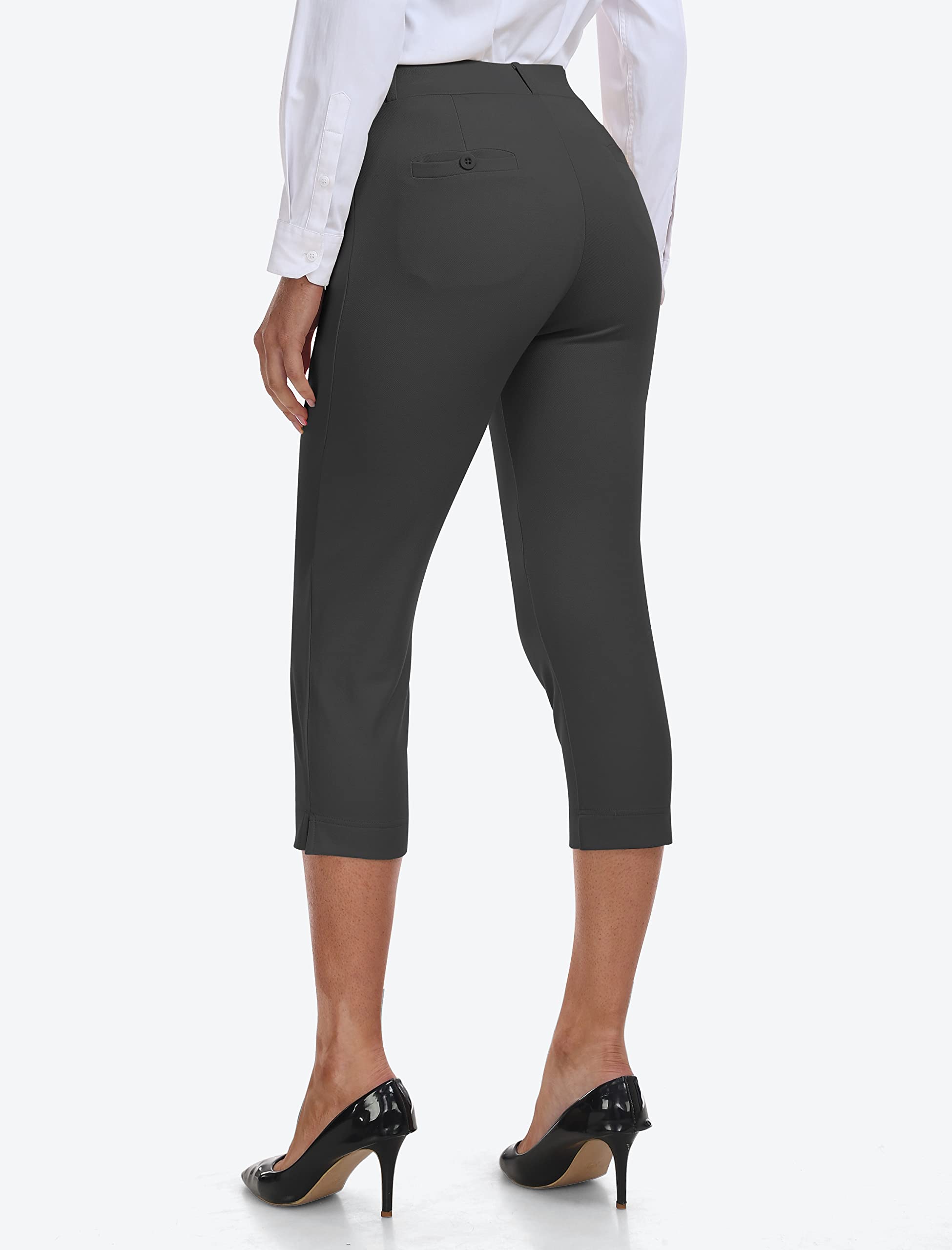 Femme été 3/4 Pantalon de Golf Bureau Business Casual Travail Pantalons avec Poches Taille Haute Stretch