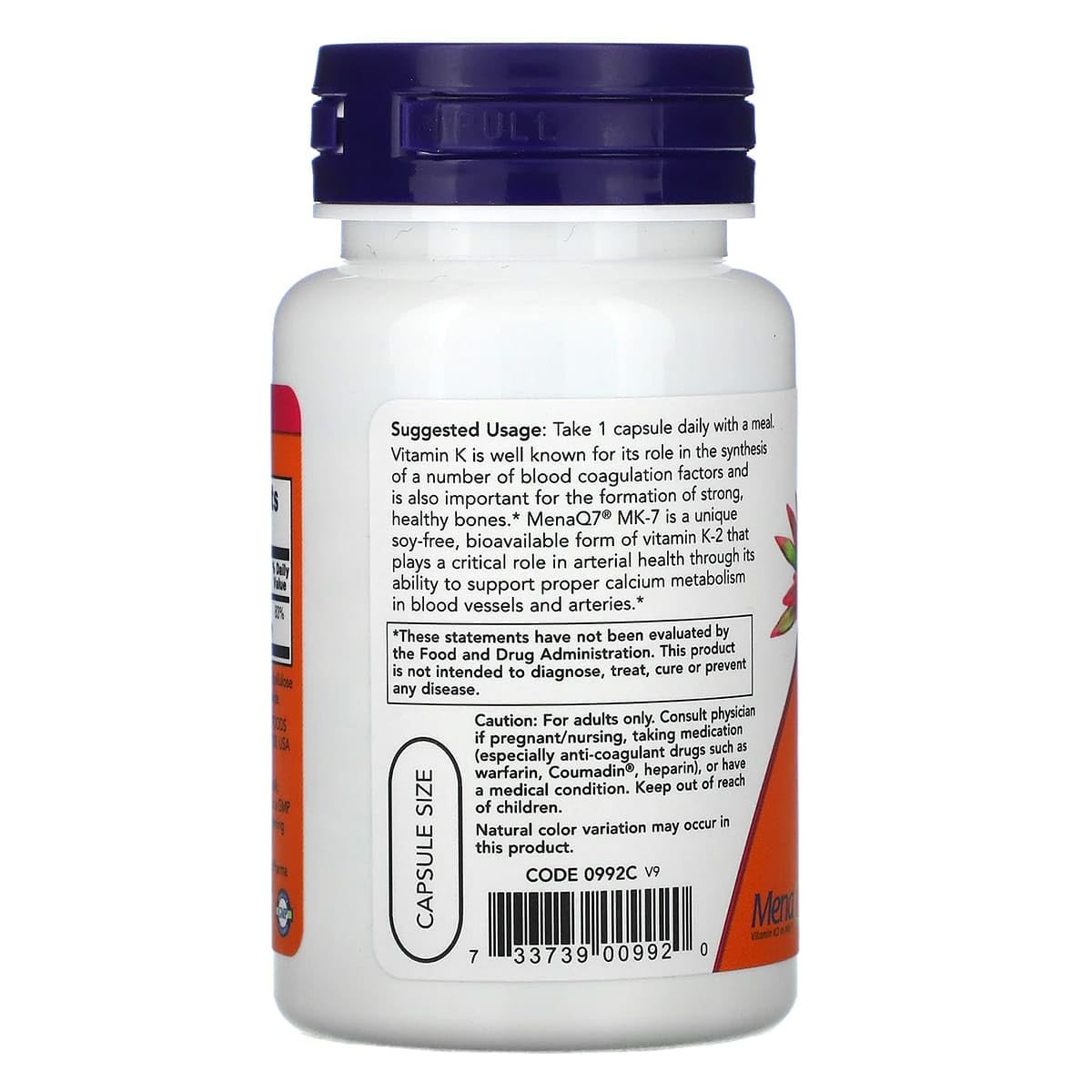 Now Foods Vitamin K-2 (MK7) Veg Capsules, 100 mcg, 60 Count, Pack of 2 — Amazon image 3