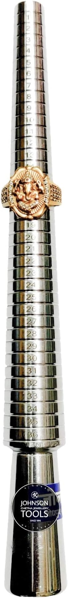 Johnson Tools Steel Ring Sizer Stick for Measuring Ring Sizes from 1 to 36