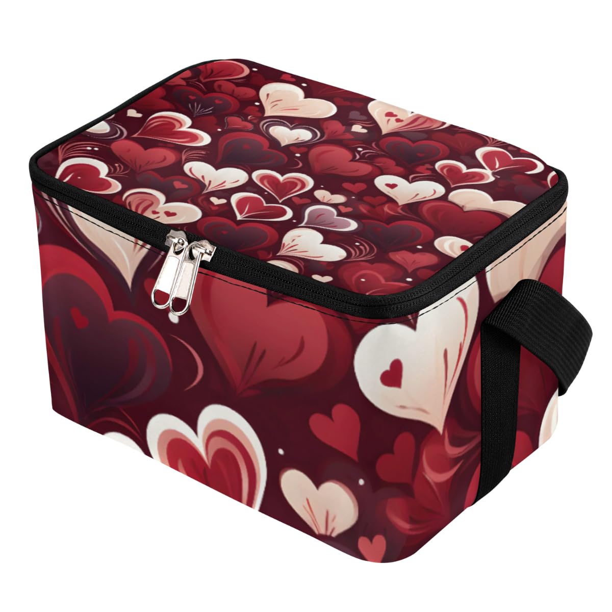 Lunch Bags for Women Men 9 Cans,Valentine's Day Red Love Hot & Cold Food Delivery Bag Insulated Grocery Bag Insulated Lunch Box Cooler Bag for Office Work Picnic Beach