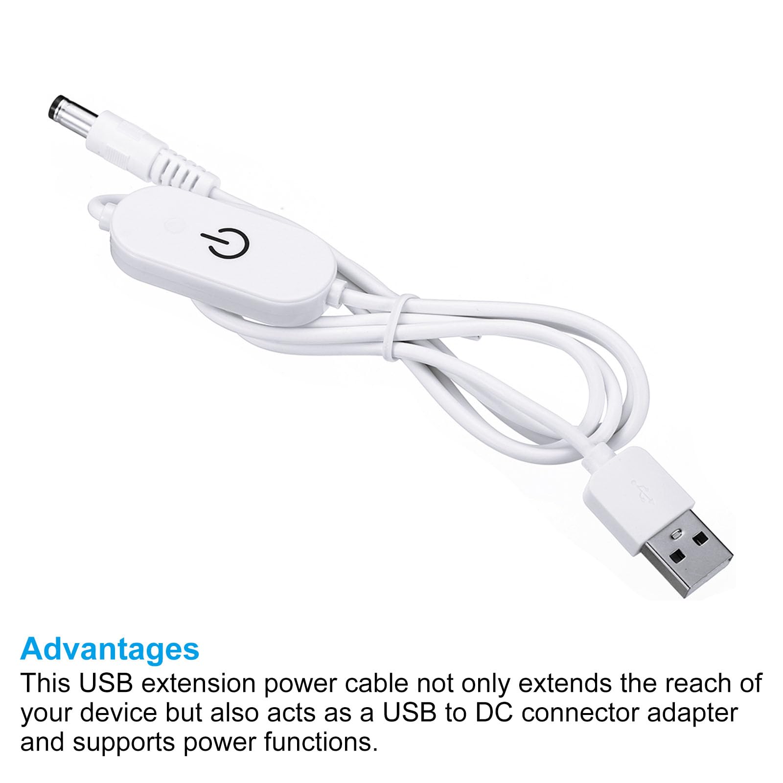 PATIKIL USB DC Estensione Cavo con ON/Off Interruttore, Maschio