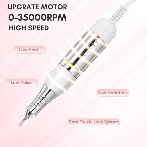 Miniatura 5 de Makartt Genesie - Taladro de uñas profesional de 35000 RPM, paquete de lima de uñas Genesie con brocas de uñas, bandas de lijado para taladro de