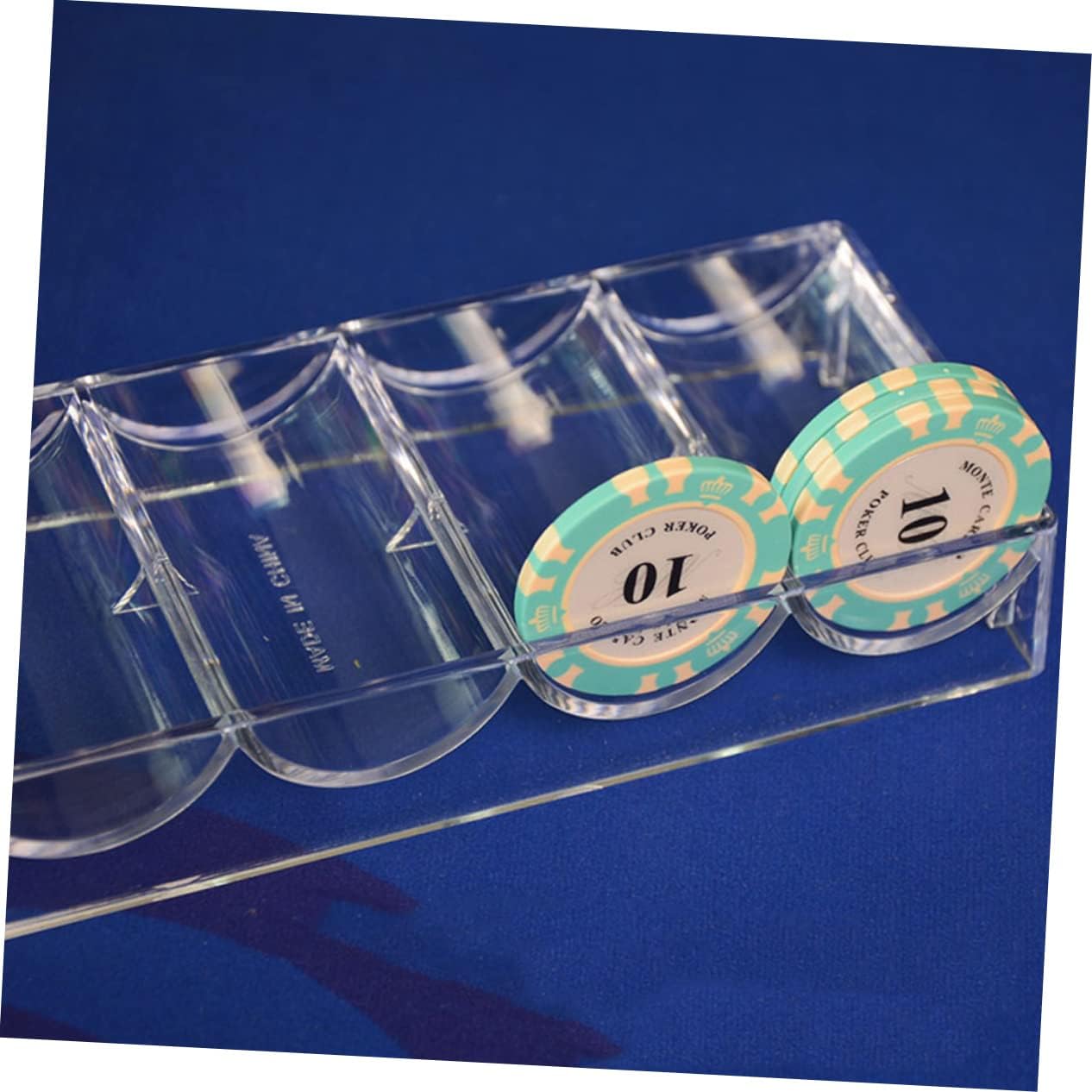 Acrylic Poker Chips Organizer with Five Grid Design, 100 Chip Capacity | Storage Rack, Sturdy Chips Container, Compact Tray Format, for Poker Table Setup and Sorting