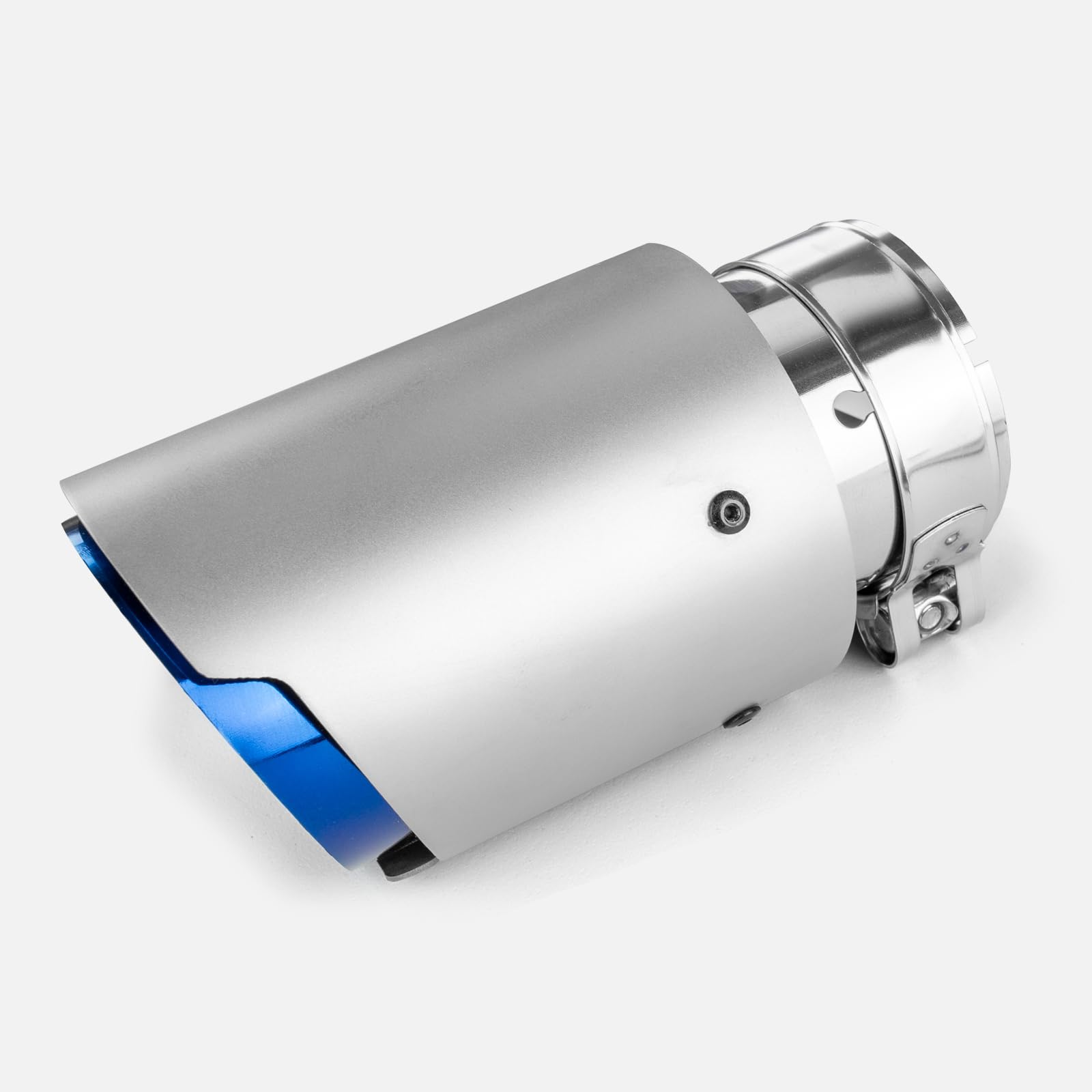 2.5" Tubo de Escape en Acero Inoxidable 304 - Punta Cola de Coche 2.5"/64mm a 3.5"/89mm Modificado Silenciador Monosalida con Bolt-On ​​Compatible con Tubos de Escape 62-64mm (Azul/Plateado)