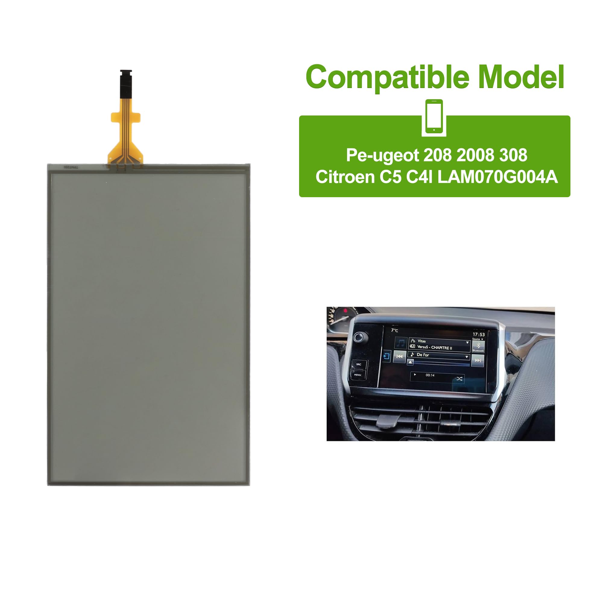 Écran LCD compatible avec Peugeot 208 2008 308 Citroën C5 C4l LAM070G004A - Pièces de rechange avec outils gratuits - Pas LCD