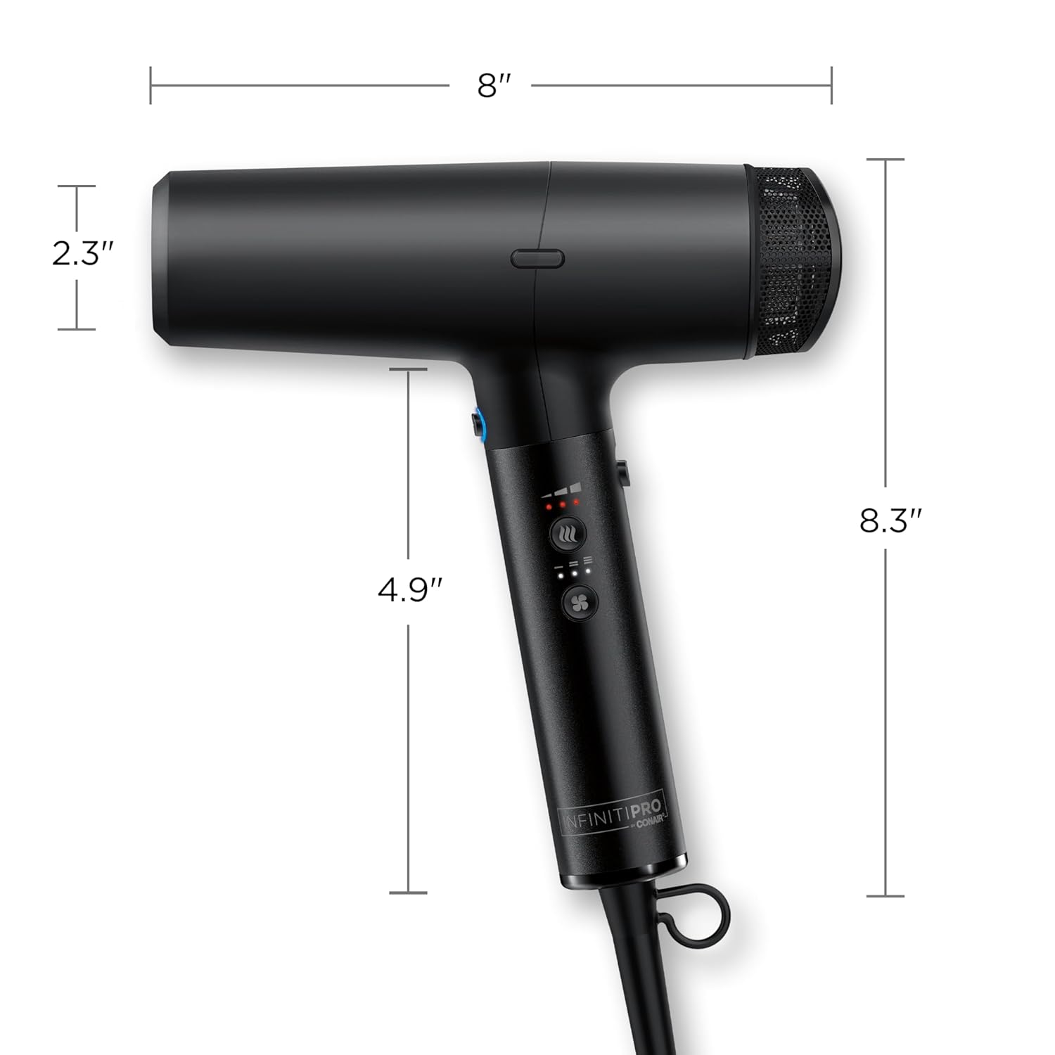 INFINITIPRO by CONAIR DigitalAIRE Hair Dryer | Frizz-Eliminating Hair Dryer with Diffuser | Hair Blow Dryer with Up to 5X More Speed for Higher Air Pressure & Drying Power | Black