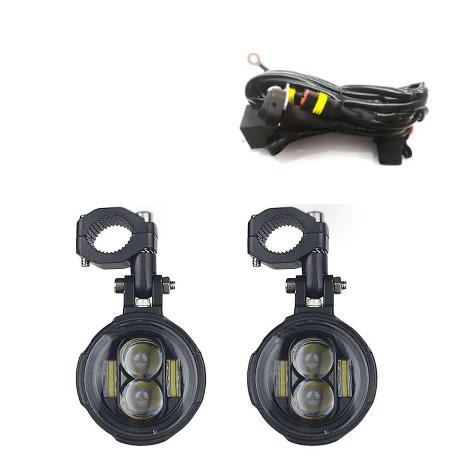 Fari Universali Per Moto Lente Per Proiettore A LED Per Fendinebbia Luci Guida Per Faretti Per Lampade Ausiliarie Fari Per Motociclette(Yellow and wire)