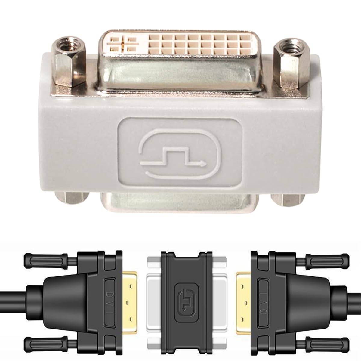 Adaptador de extensión de vídeo DVI 24+1 hembra a DVI 24+1 hembra, acoplador recto para tarjeta gráfica, doble enlace