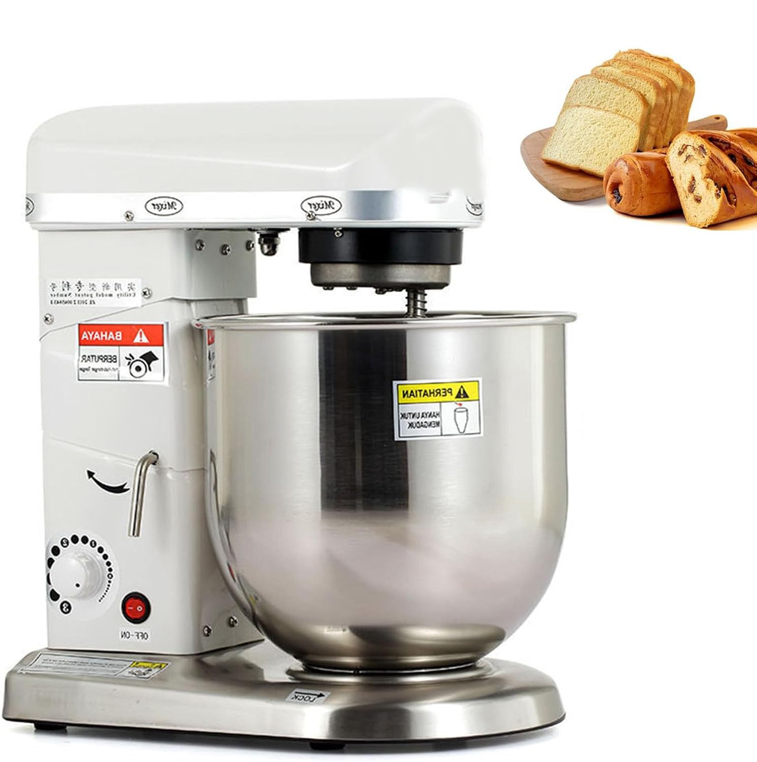 3-in-1 Electric Stand Mixer,Multifunction Blender,Stand Mixer,3 Speeds Adjustable,With Egg Beater,Beater and Dough Hook,Commercial Kitchen Cake Mixer,For Cookie,Cake,Bread Baking White-7L