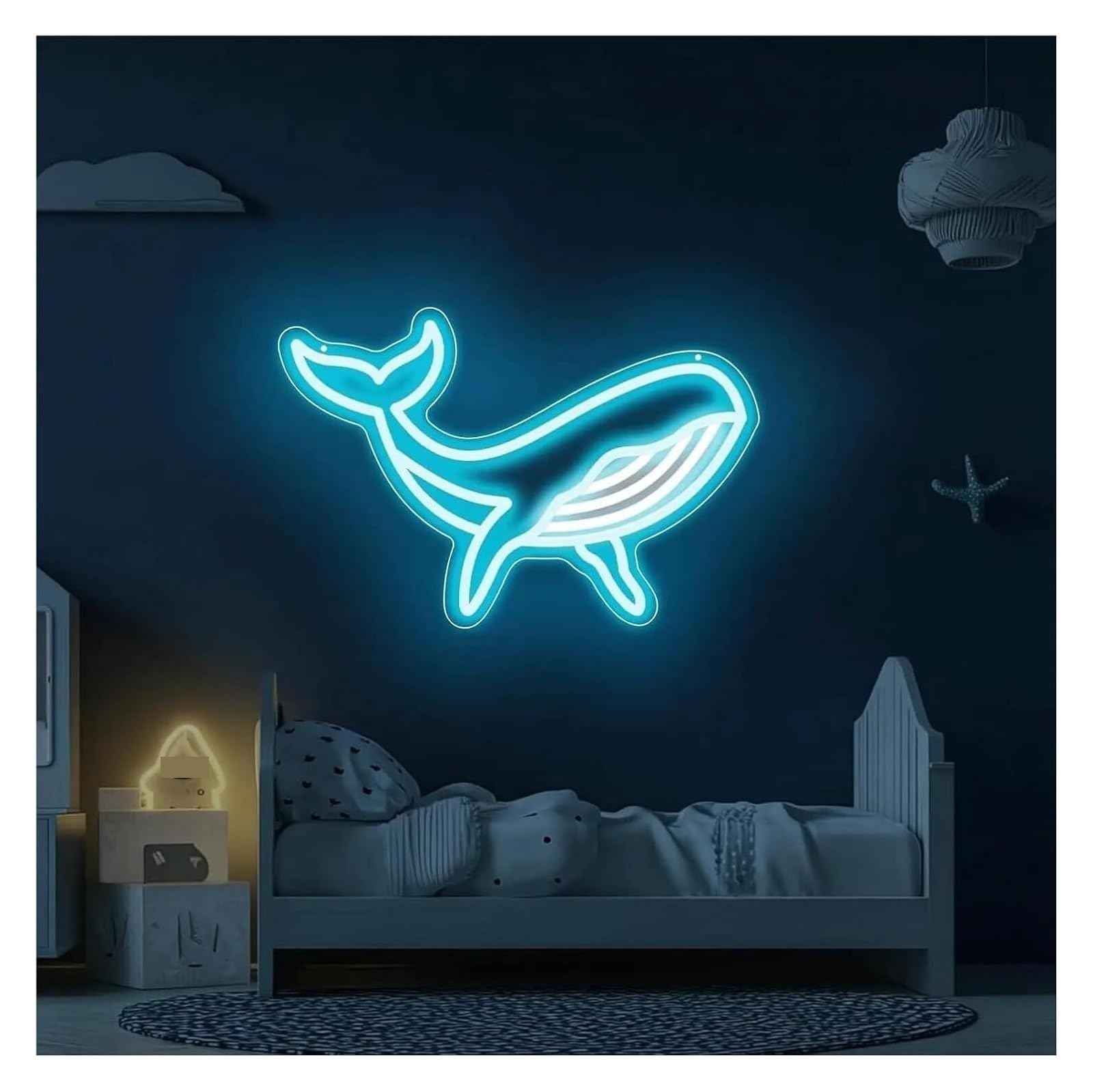 Decoración con luces de neón Letreros de neón decorativos con lindas luces ballena para el dormitorio