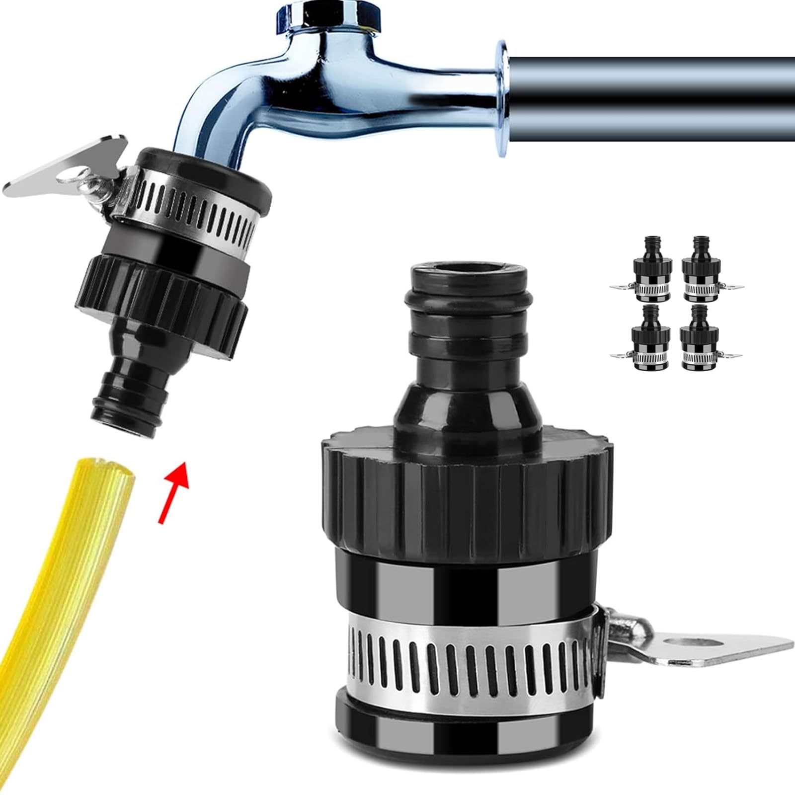 GQunit 4 pcs 16 mm Tap to Hose Connector, Detachable Hose Adapter - Image 3