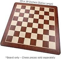 Vista 2 de Templeton - Tablero de ajedrez con esquinas redondeadas con incrustaciones de madera de padauk, extra grande, 19 x 19 pulgadas, solo tablero