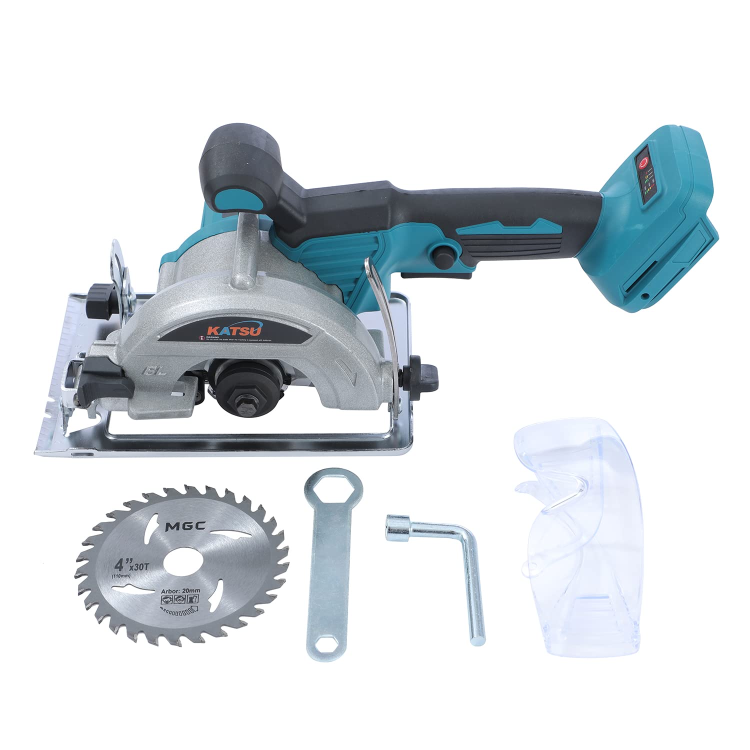 KATSU FIT-BAT Sierra Circular Inalámbrica Brushless 21V 5" 125mm Motor sin Escobillas con Hoja 30 T y Mango Largo Portátil para Azulejos, Metal Blandoy Madera, sin Batería