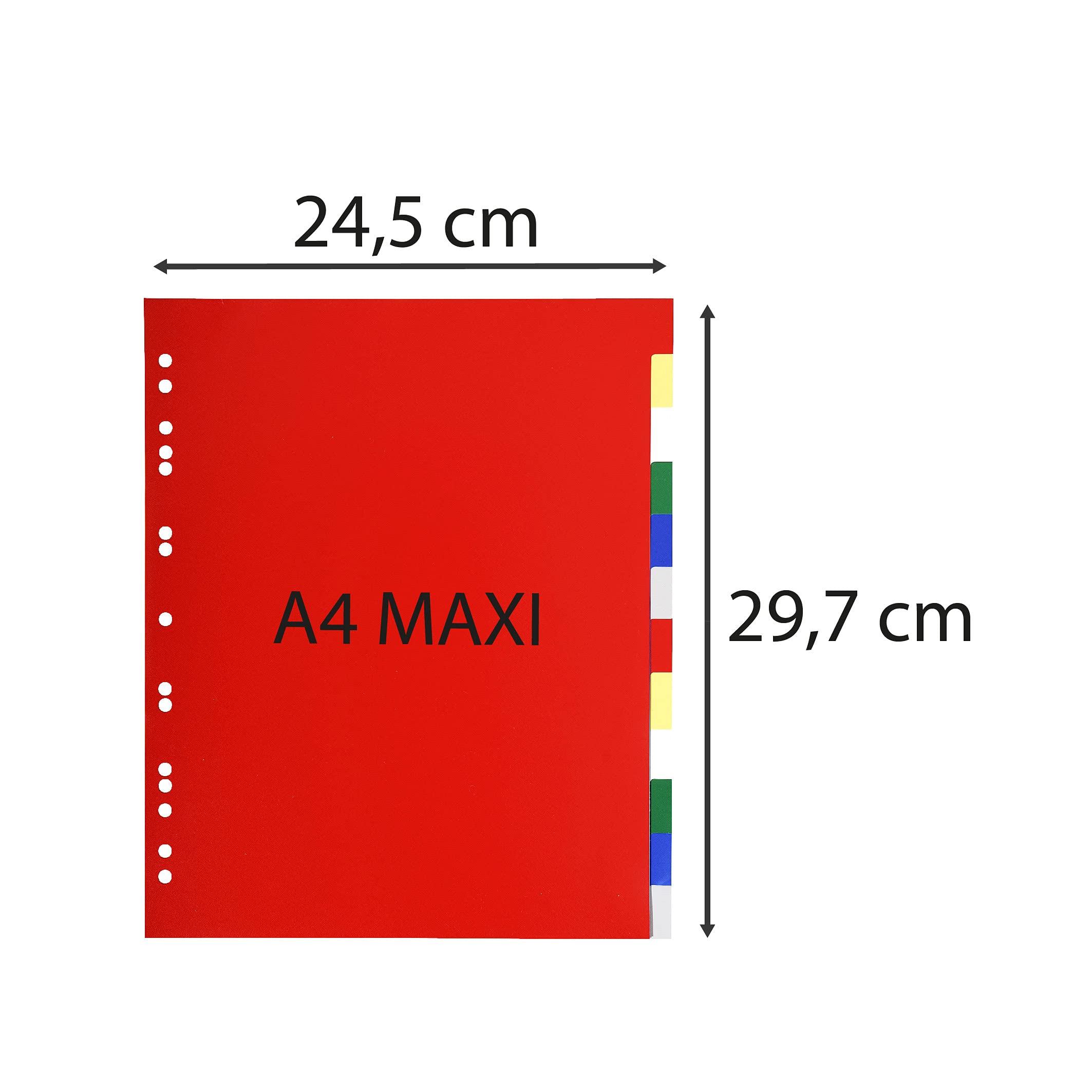 Exacompta 93H 50er Pack Premium-Register für DIN A4 MAXI aus langlebigem Kunststoff 12-teilig volle Höhe 24 x 29,7 cm vollfarbig 2 x 6 Farben PP Trennblätter Trennstreifen