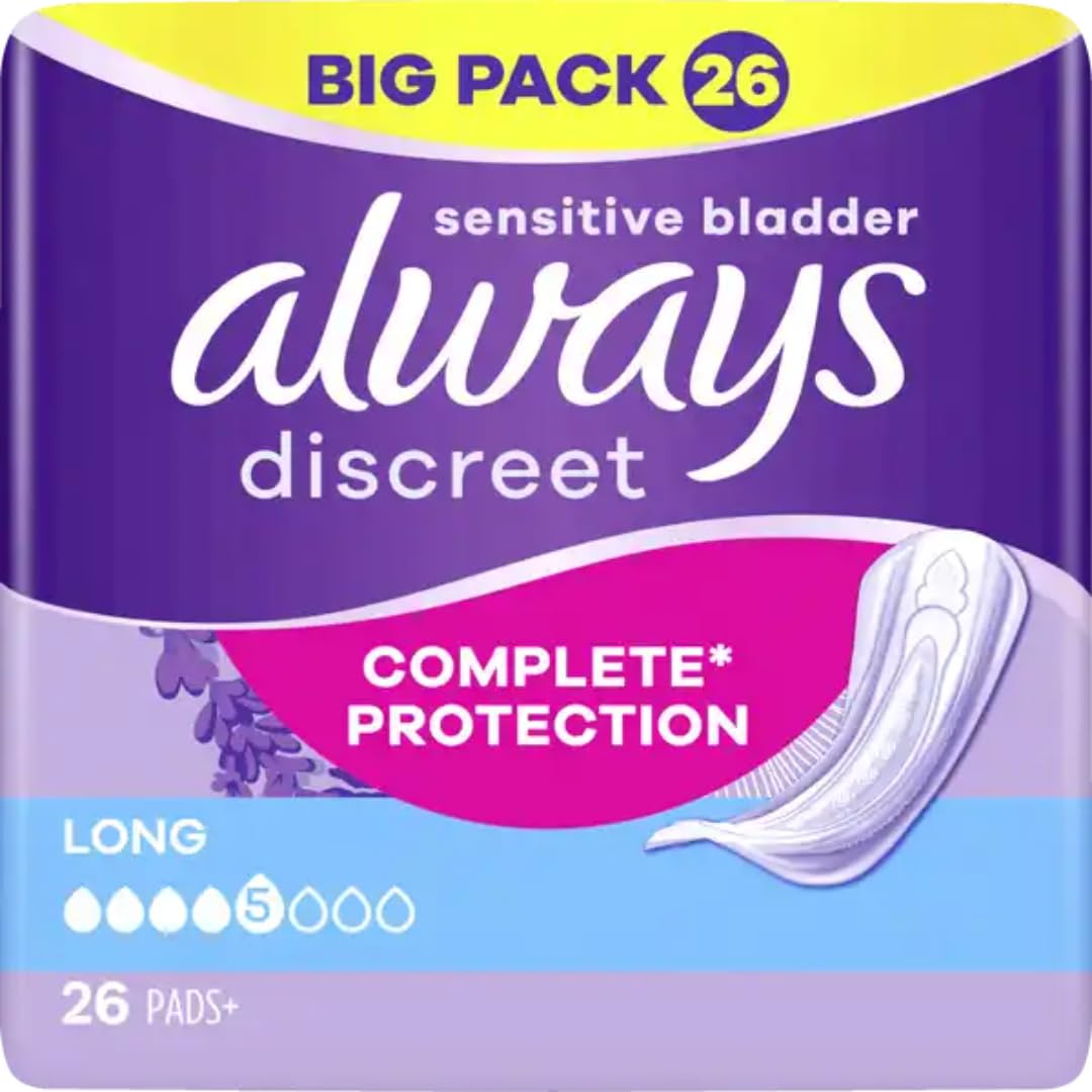 Discreet Inkontinenz Long Big Pack Pads Binden Damenbinden 26 STÜCK x 5 Packungen