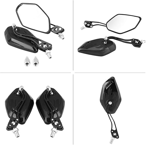 Miniatura 3 de Espejo retrovisor, 1 par de espejos retrovisores universales para motocicleta, motocicleta, scooter, patrón de llama de aluminio, espejos