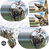 Jurassic Park Birthday Decorations | Tablecloth, Plates, Napkins, Sticker | Jurassic World Party Decorations | Officially Licensed