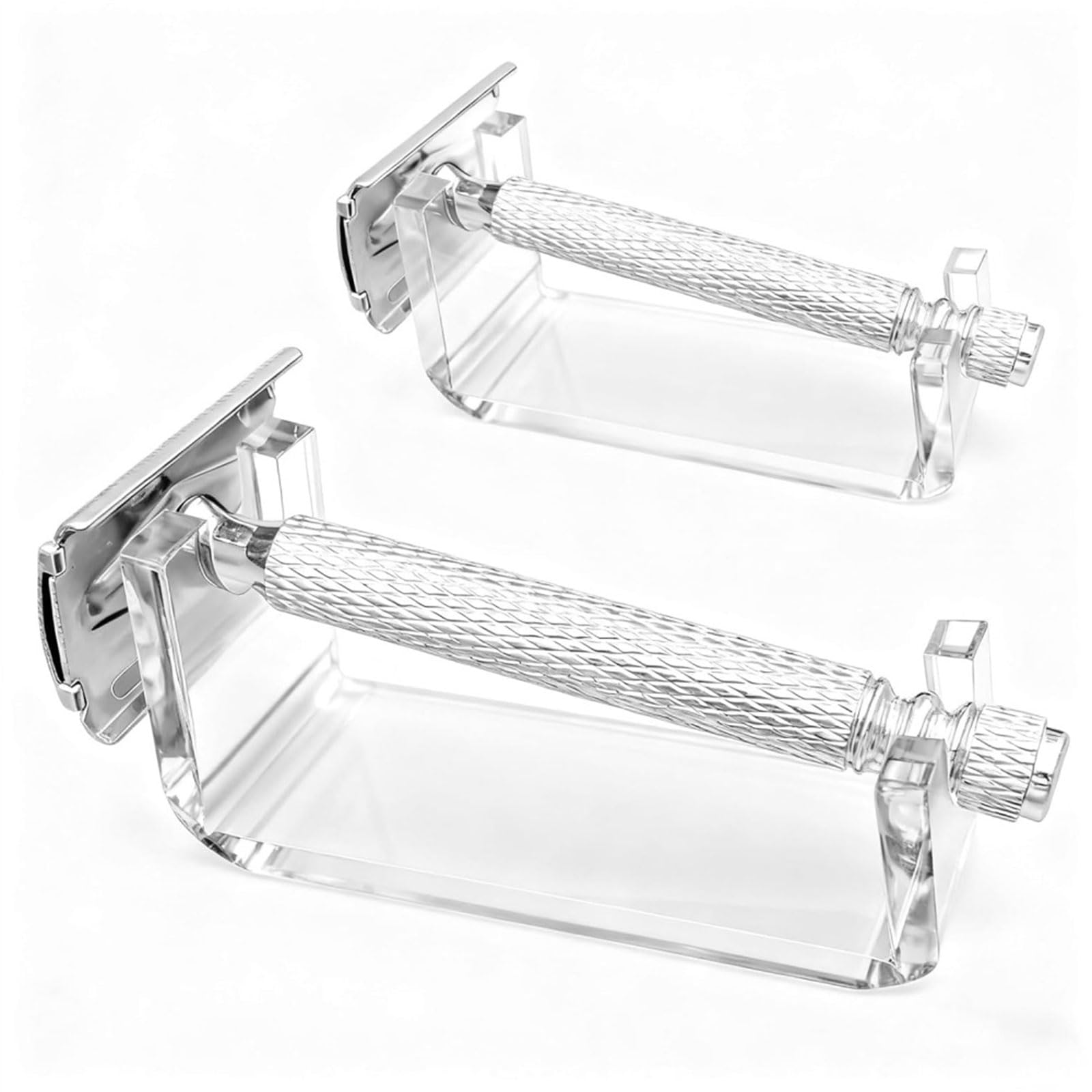 Snorvixre Clear Acrylic Shaver Stand with Nonslip Base for Keeping Bathroom Neat and Tidying Slip Proof Cutter Holder