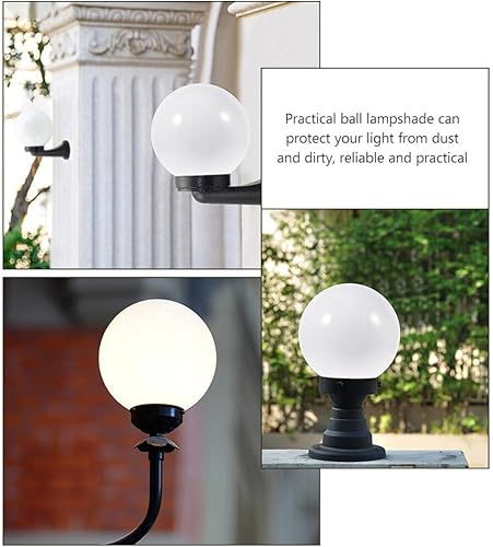 Miniatura 6 de EXCEART 3 unids acrílico lámpara poste globo con cuello roscado pantalla lámpara blanca redonda globo de luz de plástico tornillo cuello ventilador