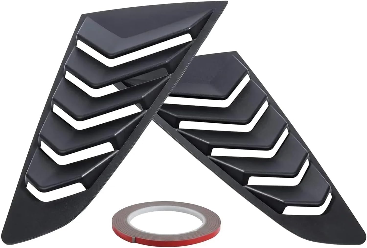 Car Rear Louver Window Side Shutter Cover Trim Sticker Vent Scoop ABS Carbon Fiber Black Accessories(Glossy Black) Compatible with Ford Mustang 2015-2020 (Carbon Look)