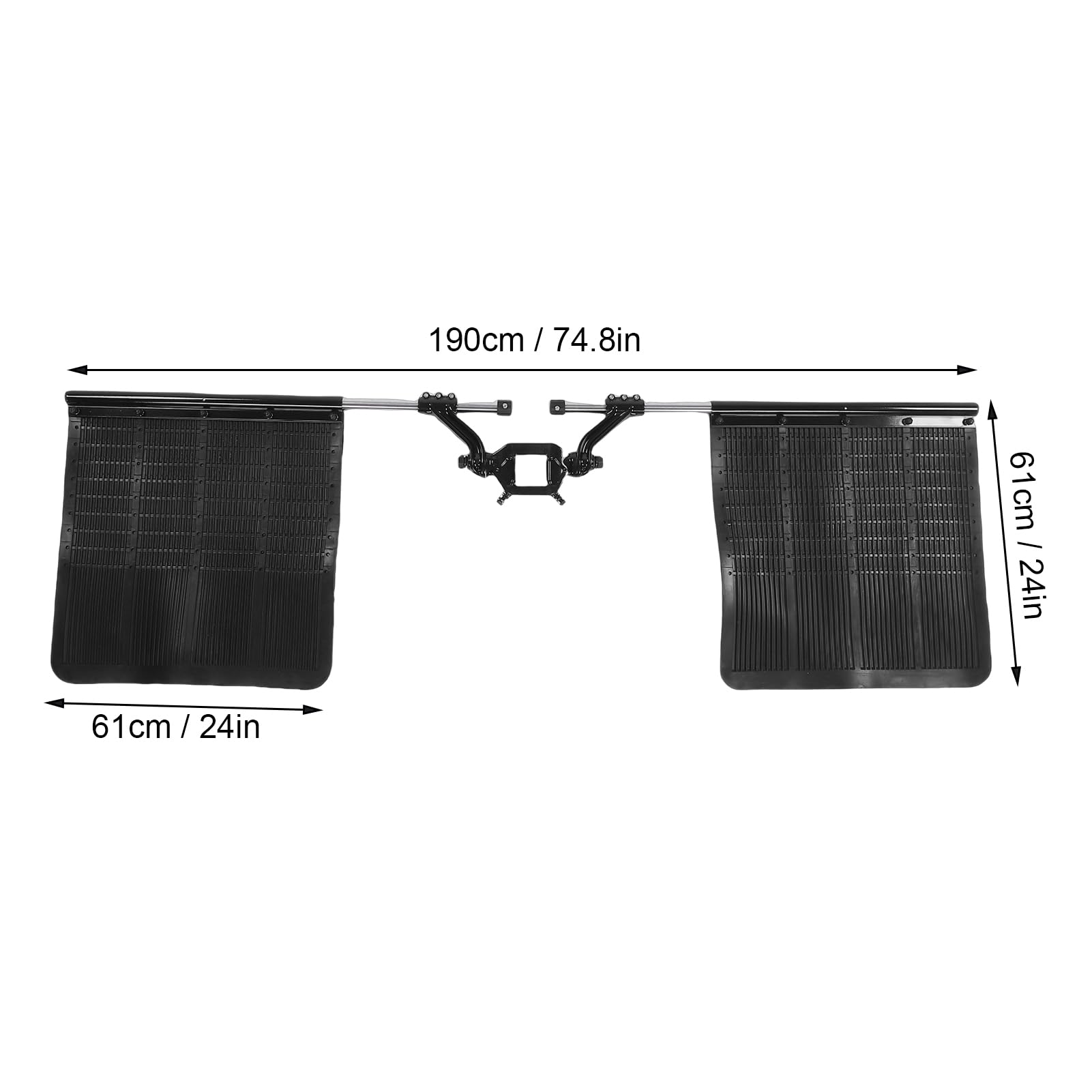 Fockety Aletas de Enganche de Acero Inoxidable, Aletas de Goma Gruesas con Soportes Forjados Ajustables de 67,25 a 97 Pulgadas de Ancho, sin Instalación de Taladro, con Pasadores de