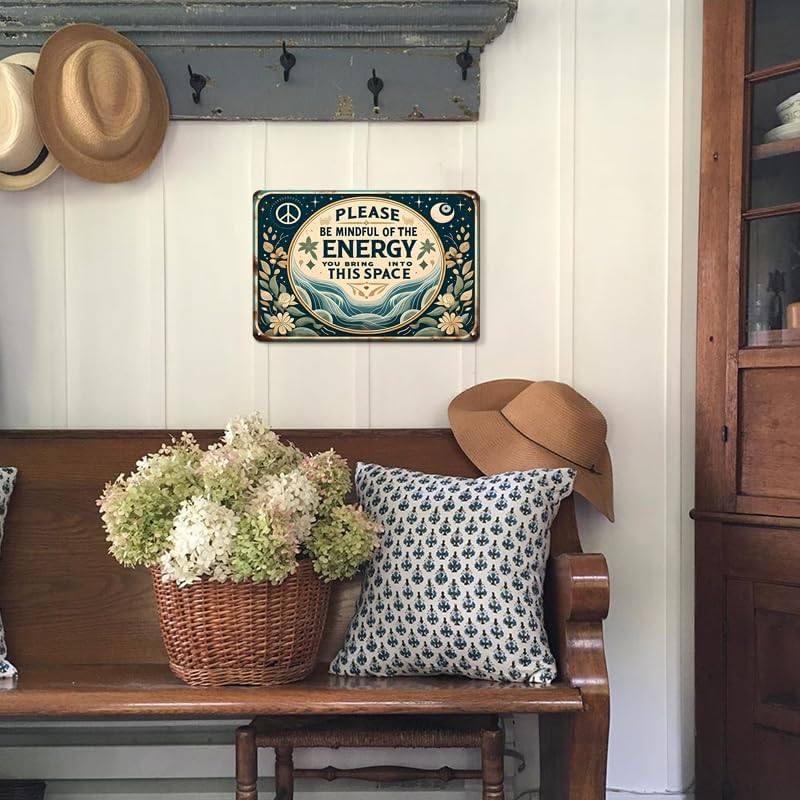 Wall Decor Sign Bedroom Door Decor Please Be Mindful Of The Energy You Bring Into This Space Signs Spiritual Decor Hanging Signs 12x8 Inches - Image 7
