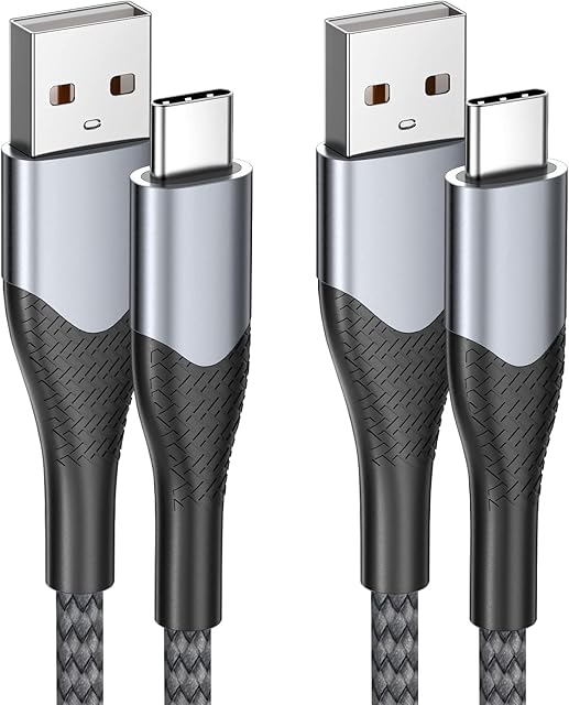 USB C Charger Cable, 2M 2Pack Type C Charger Cable Fast Charging Long USB to USB C Cable for Samsung Galaxy S21 S20 FE S10 S9 S8 A12 A13 A51 A70 A40 A20 E A50 A33 A52 A53, Huawei P30, Google Pixel