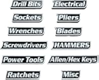 Magnetic Tool Box Labels, Reusable Heavy Duty Magnetic Toolbox Labels for Garage, Workshop, Storage Bins, 12 Pcs/Black