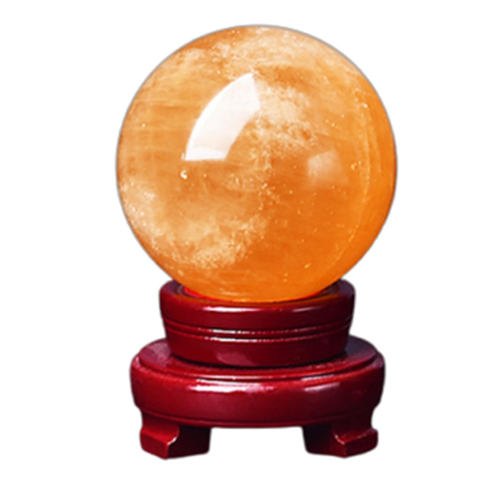 RVBLRDSE Citrine Crystal Ball Crystals Gemstone Feng Shui with Stand, Decorative Prosperous Love Invite Wealth Decor,170mm Gemstone Stone