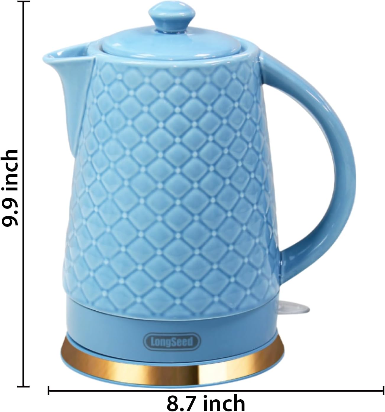 Ceramic Electric Kettle, 1.5L/1200W Boil Water Quickly and Easily with Boil-Dry Protection Auto Shut Off, Detachable Swivel Base, GREEN Relief Carving