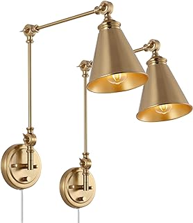 WINGBO Farmhouse Swing Arm Wall Sconce Set of 2, Industrial Adjustable W...