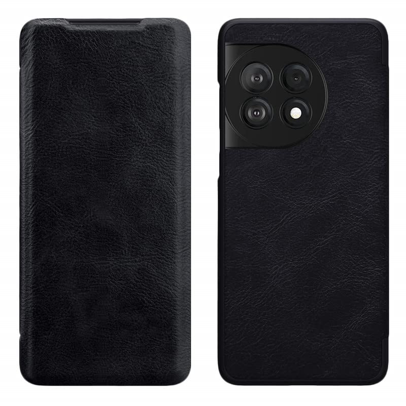 Image of WHITBULL Smart Magnetic Closer Flip Cover Compatible with One Plus 11R 5G / One Plus Ace 2 5G (Black)