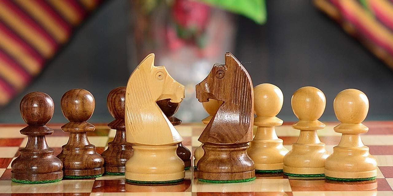 RR - Scacchi in legno, 9,5 cm, per giocatori professionisti, qualità da torneo realizzati in palissandro dorato