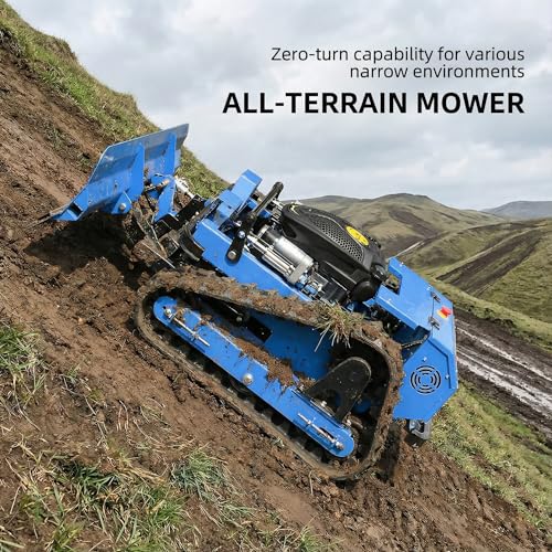 Image of Infront Remote Control Lawn Mower with Snow Plow, Crawler Track All-Terrain System, Hybrid Oil-Electric Power for Steep Slopes and Large Lawns, Adjustable Cutting Height