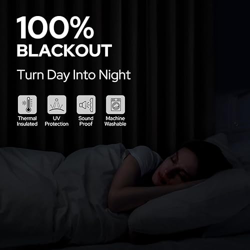 Miniatura 2 de HOMEIDEAS Cortinas 100% opacas beige de 84 pulgadas de largo, mezcla de lino con textura de oscurecimiento de ventanas con aislamiento térmico