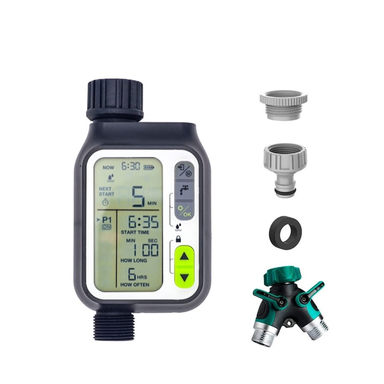 Wassertimer Gartenwassertimer wasserdichtes Wasserversorgungs Timer mit Regensensor -Bewässerung Timer Automatische Bewässerungssteuerung for Bewässerungssysteme Schlauchtimer (Color : with 2 Way Spl