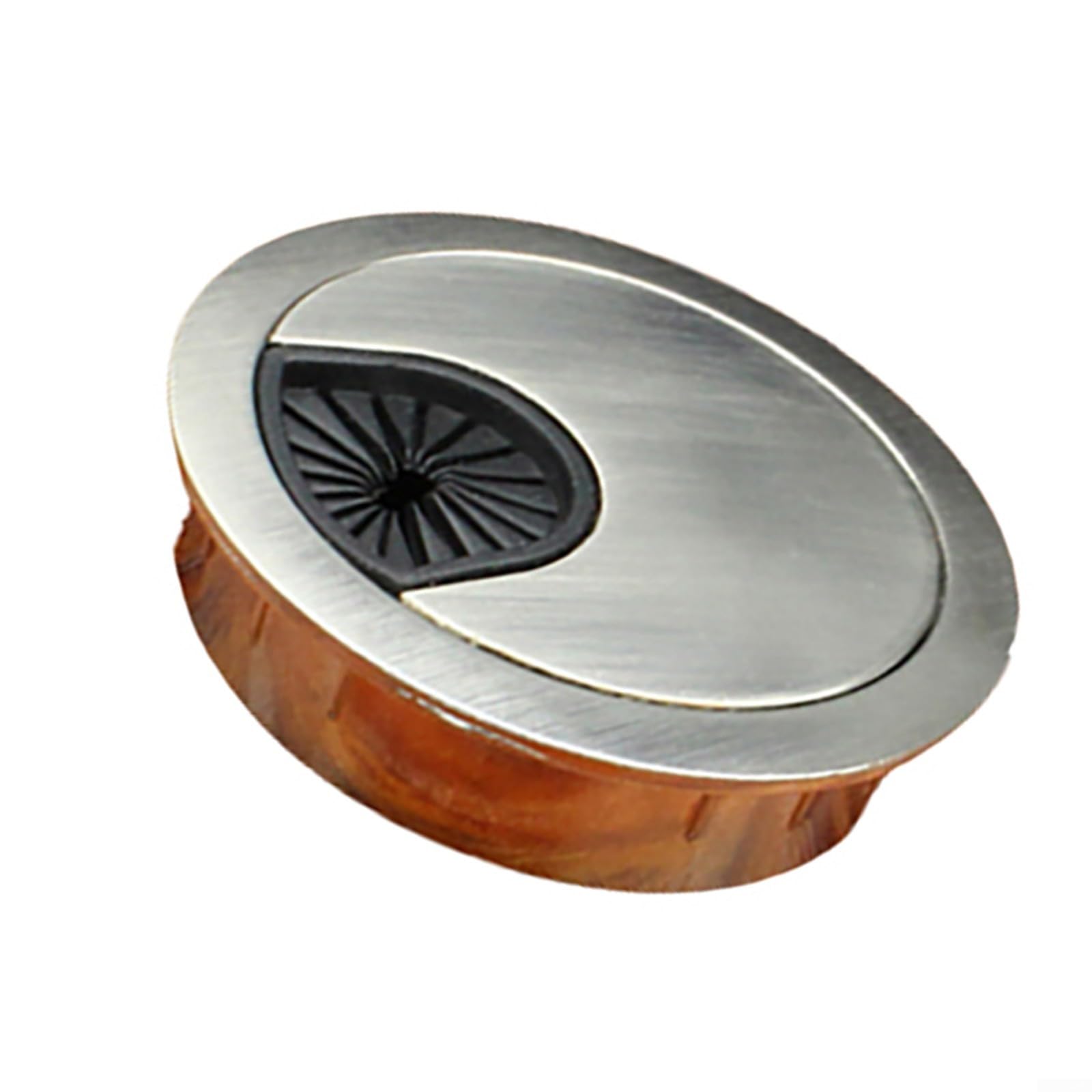 Computer Desk Cable Grommet, 50mm 60mm 80mm Zinc Alloy Metal Cable Hole Cover with Removable Plate, Wire for Tidy Outlet for Office and Home Tables(Brushed 80MM)