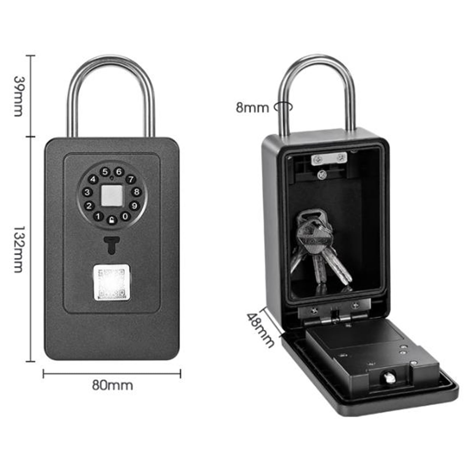 Cassetta per Chiavi con Impronta Digitale/Codice Digitale, Cassaforte Porta Chiavi da Esterno con 9 Cifre Combinazione Codice, per Portoni Vecchi, Ideale per, Appartamenti, Ville