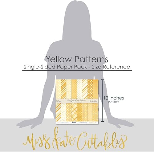 Miniatura 3 de Paquete de papel de patrón  Patrones amarillos  Papel especial premium para álbumes de recortes, colección de una cara de 12 x 12 pulgadas, incluye