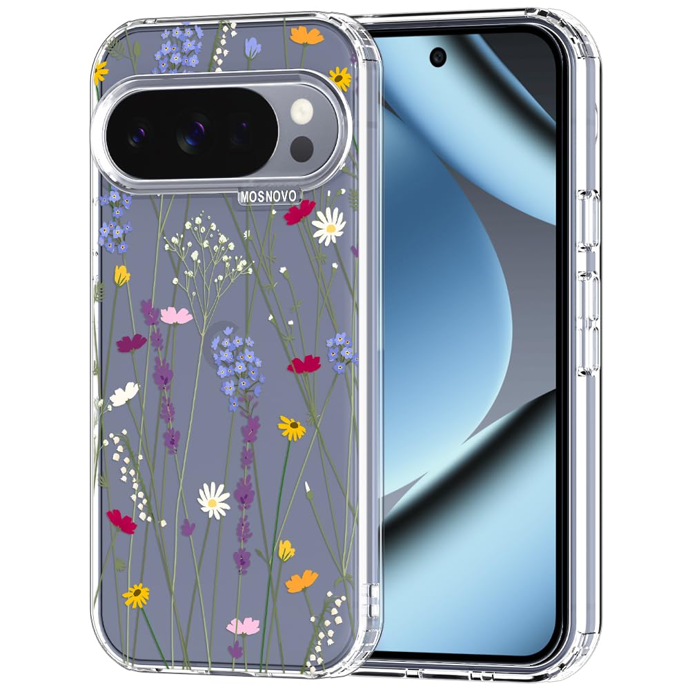 MOSNOVO Case for Google Pixel 9 & Pixel 9 Pro, [Buffertech 6.6ft Military-Grade Drop Protection] [Anti Peel Off Tech] Clear TPU Bumper Phone Case Cover Design - Great Wave — view 68