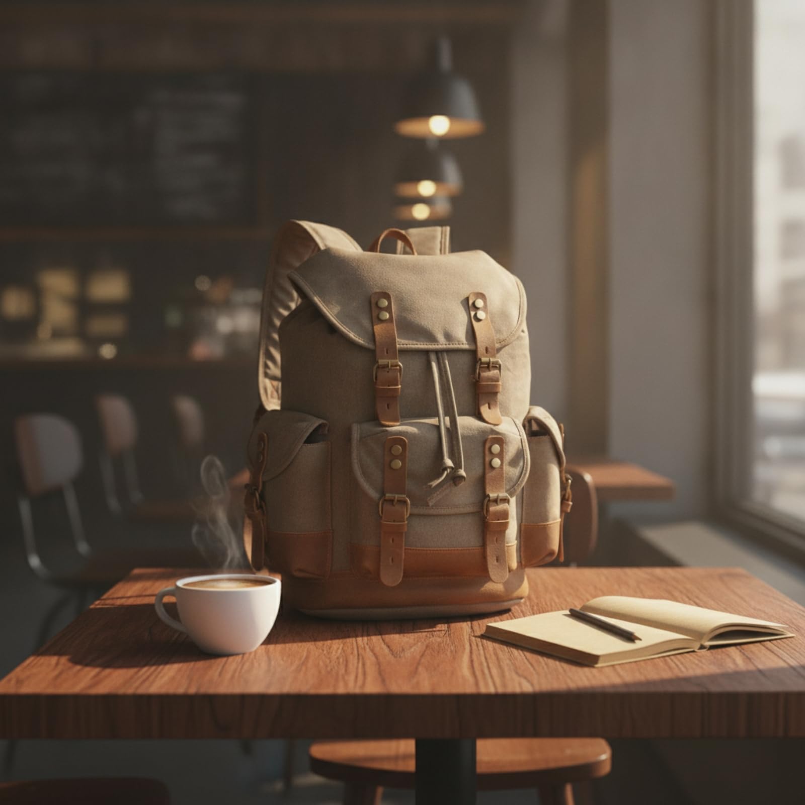 Zaino in Tela Vintage Zaino con Tasche Esterne Robusto Borsa per il Tempo Libero Libero, Array, Grigio