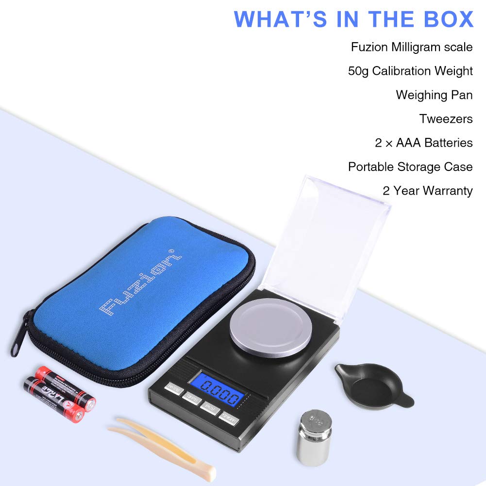 Fuzion Digital Milligram Scale 50g/ 0.001g, Portable Jewelry Scale with