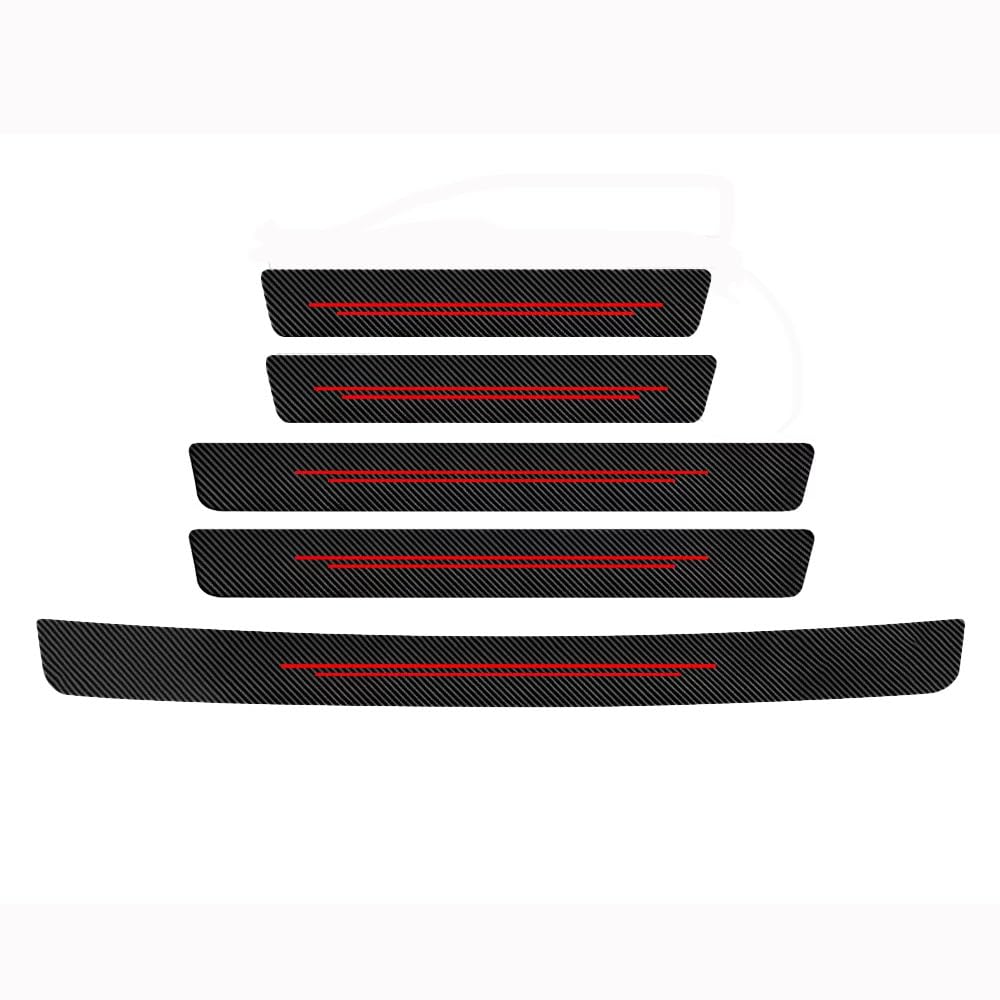 FATIAN 5 Pcs Car Door Sill Protectors for Tesla Model Y 2020-2026, Scuff Plates Entry Guard Kick Plates Door Sill Guards Protector Film Door Sills Trim