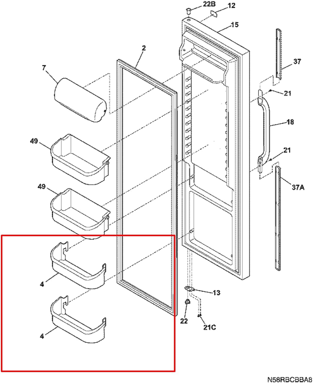 Bottom Door Bin Replacement For Frigidaire LFUS2613LP3 LGHS2667KE0 FRS26H7CQ4 FRS26H7CSB2 PLHS267ZAB5 FRS6L7EES1 Refrigerator
